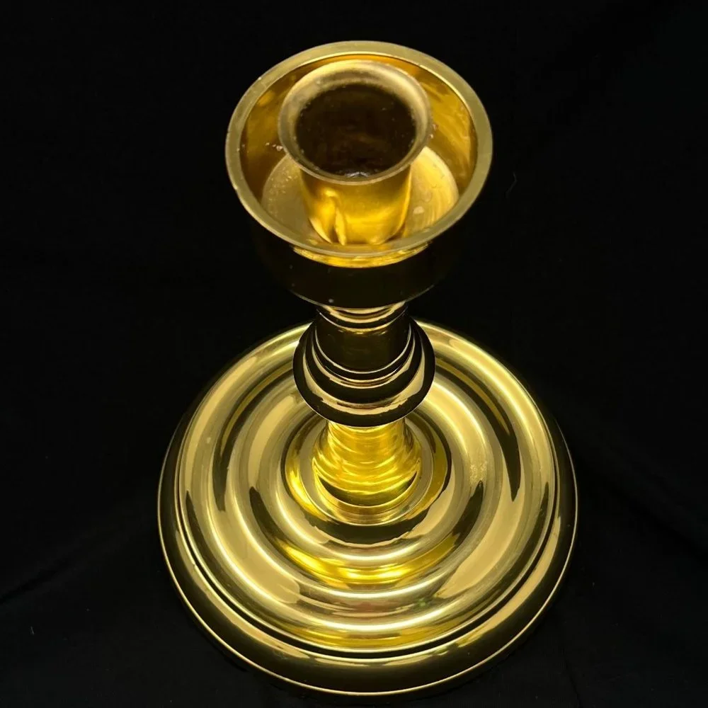 Candlestick / Candleholder Solid‎ Brass 7.25 Tall 5.25” Diameter Base